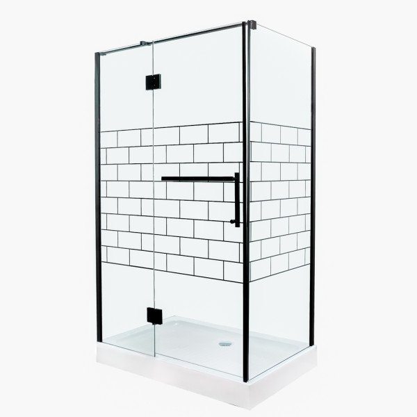 Душова кабіна Insana Venza 121 LN 120х80 см профіль чорний/прозоре з малюнком скло А0048483