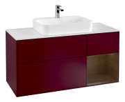 Тумба под раковину Villeroy & Boch Finion 120х50,1 см с подсветкой МДФ пион матовый лак/стекло белое матовое F421GNHB