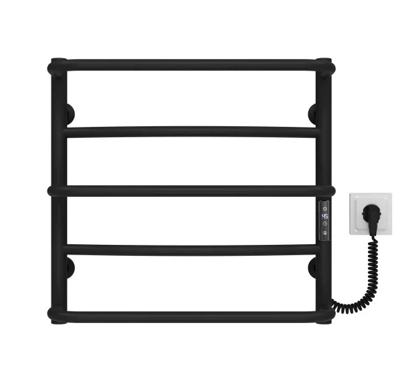 Електрична сушарка для рушників Deffi Аквамікс П5 500х500 правильне підключення JD03 чорний C.AM.50.50.5.E.B.R.1