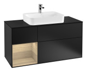 Тумба под раковину Villeroy & Boch Finion 120х50,1 см с подсветкой МДФ черный матовый лак/стекло черное матовое G412PCPD