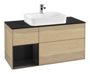 Тумба под раковину Villeroy & Boch Finion 120х50,1 см с подсветкой МДФ шпон дуба/стекло черное матовое G412PDPC