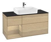 Тумба под раковину Villeroy & Boch Finion 120х50,1 см с подсветкой МДФ шпон дуба/стекло черное матовое G412PCPC