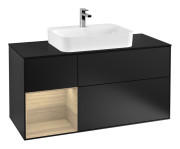 Тумба под раковину Villeroy & Boch Finion 120х50,1 см с подсветкой МДФ черный матовый лак/стекло черное матовое G412PCPD