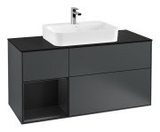 Тумба под раковину Villeroy & Boch Finion 120х50,1 см с подсветкой МДФ темно-синий матовый лак/стекло черное матовое G412PDHG