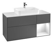 Тумба под раковину Villeroy & Boch Finion 120х50,1 см с подсветкой МДФ антрацит матовый лак/стекло белое матовое F421GFGK