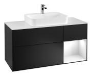 Тумба под раковину Villeroy & Boch Finion 120х50,1 см с подсветкой МДФ черный матовый лак/стекло белое матовое F421GFPD