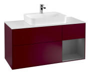 Тумба под раковину Villeroy & Boch Finion 120х50,1 см с подсветкой МДФ пион матовый лак/стекло белое матовое F421GKHB