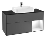 Тумба под раковину Villeroy & Boch Finion 120х50,1 см с подсветкой МДФ антрацит матовый лак/стекло черное матовое F422GFGK