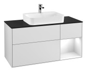 Тумба под раковину Villeroy & Boch Finion 120х50,1 см с подсветкой МДФ белый матовый лак/стекло черное матовое F422GFMT