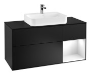 Тумба под раковину Villeroy & Boch Finion 120х50,1 см с подсветкой МДФ черный матовый лак/стекло черное матовое F422GFPD