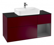 Тумба под раковину Villeroy & Boch Finion 120х50,1 см с подсветкой МДФ пион матовый лак/стекло черное матовое F422GKHB