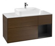 Тумба під раковину Villeroy & Boch Finion 120х50,1 см із підсвічуванням МДФ шпон волоського горіха/скло біле матове F421PDGN