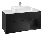 Тумба під раковину Villeroy & Boch Finion 120х50,1 см із підсвічуванням МДФ чорний матовий лак/скло біле матове F421PDPD