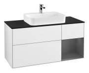 Тумба під раковину Villeroy & Boch Finion 120х50,1 см із підсвічуванням МДФ білий глянцевий лак/скло чорне матове F422GKGF