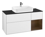 Тумба під раковину Villeroy & Boch Finion 120х50,1 см із підсвічуванням МДФ білий глянцевий лак/скло чорне матове F422GNGF