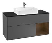 Тумба под раковину Villeroy & Boch Finion 120х50,1 см с подсветкой МДФ антрацит матовый лак/стекло черное матовое F422GNGK