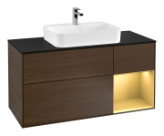 Тумба под раковину Villeroy & Boch Finion 120х50,1 см с подсветкой МДФ шпон грецкого ореха/стекло черное матовое F422HFGN