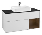 Тумба під раковину Villeroy & Boch Finion 120х50,1 см із підсвічуванням МДФ білий матовий лак/скло чорне матове F422GNMT