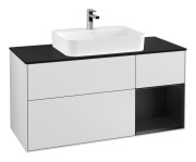 Тумба под раковину Villeroy & Boch Finion 120х50,1 см с подсветкой МДФ белый матовый лак/стекло черное матовое F422PDMT