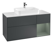 Тумба под раковину Villeroy & Boch Finion 120х50,1 см с подсветкой МДФ темно-синий матовый лак/стекло белое матовое F421GMHG