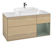 Тумба под раковину Villeroy & Boch Finion 120х50,1 см с подсветкой МДФ шпон дуба/стекло белое матовое F421GMPC