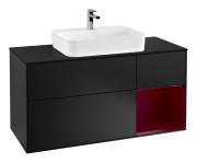 Тумба под раковину Villeroy & Boch Finion 120х50,1 см с подсветкой МДФ черный матовый лак/стекло черное матовое F422HBPD