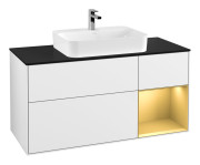 Тумба под раковину Villeroy & Boch Finion 120х50,1 см с подсветкой МДФ глянцевый белый лак/стекло черное матовое F422HFGF