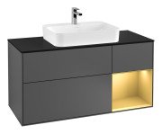 Тумба под раковину Villeroy & Boch Finion 120х50,1 см с подсветкой МДФ антрацит матовый лак/стекло черное матовое F422HFGK