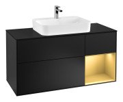 Тумба под раковину Villeroy & Boch Finion 120х50,1 см с подсветкой МДФ черный матовый лак/стекло черное матовое F422HFPD