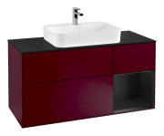 Тумба под раковину Villeroy & Boch Finion 120х50,1 см с подсветкой МДФ пион матовый лак/стекло черное матовое F422PDHB