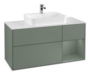 Тумба під раковину Villeroy & Boch Finion 120х50,1 см із підсвічуванням МДФ оливковий матовий лак/скло біле матове F421GMGM