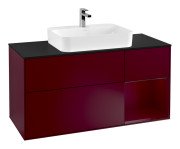 Тумба под раковину Villeroy & Boch Finion 120х50,1 см с подсветкой МДФ пион матовый лак/стекло черное матовое F422HBHB