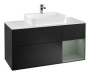 Тумба під раковину Villeroy & Boch Finion 120х50,1 см із підсвічуванням МДФ чорний матовий лак/скло біле матове F421GMPD