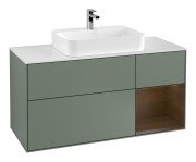 Тумба під раковину Villeroy & Boch Finion 120х50,1 см із підсвічуванням МДФ оливковий матовий лак/скло біле матове F421GNGM