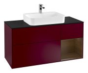 Тумба під раковину Villeroy & Boch Finion 120х50,1 см із підсвічуванням МДФ півонія матовий лак/скло чорне матове F422GNHB