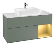 Тумба под раковину Villeroy & Boch Finion 120х50,1 см с подсветкой МДФ оливковый матовый лак/стекло белое матовое F421HFGM