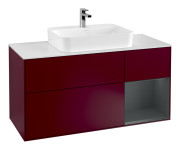 Тумба под раковину Villeroy & Boch Finion 120х50,1 см с подсветкой МДФ пион матовый лак/стекло белое матовое F421HGHB