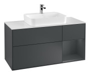 Тумба под раковину Villeroy & Boch Finion 120х50,1 см с подсветкой МДФ темно-синий матовый лак/стекло белое матовое F421HGHG