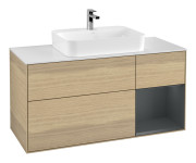 Тумба под раковину Villeroy & Boch Finion 120х50,1 см с подсветкой МДФ шпон дуба/стекло белое матовое F421HGPC