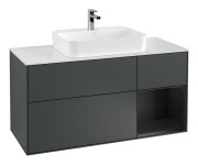 Тумба под раковину Villeroy & Boch Finion 120х50,1 см с подсветкой МДФ темно-синий матовый лак/стекло белое матовое F421PDHG