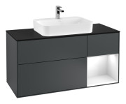 Тумба под раковину Villeroy & Boch Finion 120х50,1 см с подсветкой МДФ темно-синий матовый лак/стекло черное матовое F422GFHG