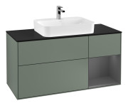 Тумба под раковину Villeroy & Boch Finion 120х50,1 см с подсветкой МДФ оливковый матовый лак/стекло черное матовое F422GKGM