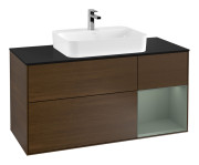 Тумба под раковину Villeroy & Boch Finion 120х50,1 см с подсветкой МДФ шпон грецкого ореха/стекло черное матовое F422GMGN