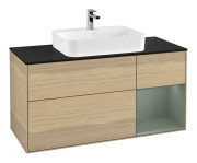 Тумба под раковину Villeroy & Boch Finion 120х50,1 см с подсветкой МДФ шпон дуба/стекло черное матовое F422GMPC