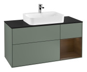 Тумба під раковину Villeroy & Boch Finion 120х50,1 см із підсвічуванням МДФ оливковий матовий лак/скло чорне матове F422GNGM