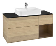 Тумба под раковину Villeroy & Boch Finion 120х50,1 см с подсветкой МДФ шпон дуба/стекло черное матовое F422GNPC