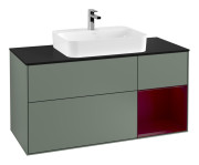 Тумба под раковину Villeroy & Boch Finion 120х50,1 см с подсветкой МДФ оливковый матовый лак/стекло черное матовое F422HBGM