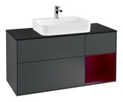 Тумба под раковину Villeroy & Boch Finion 120х50,1 см с подсветкой МДФ темно-синий матовый лак/стекло черное матовое F422HBHG