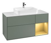 Тумба під раковину Villeroy & Boch Finion 120х50,1 см із підсвічуванням МДФ оливковий матовий лак/скло біле матове F421HFGM