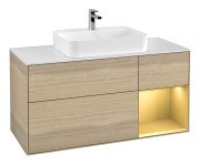 Тумба под раковину Villeroy & Boch Finion 120х50,1 см с подсветкой МДФ шпон дуба/стекло белое матовое F421HFPC